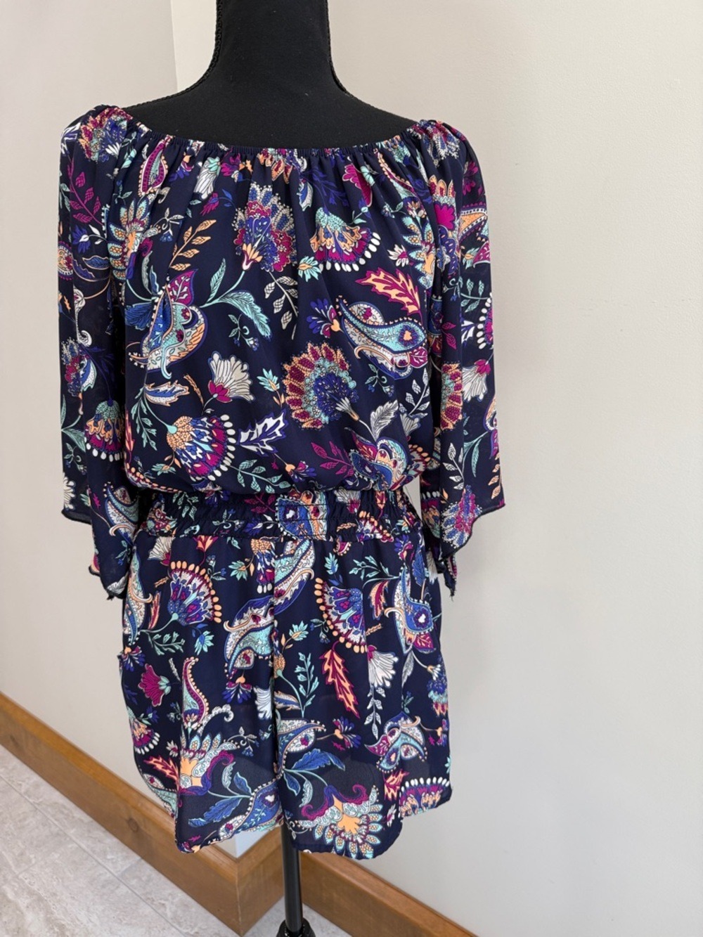 Rag Therapy Navy Boho Floral Romper size M